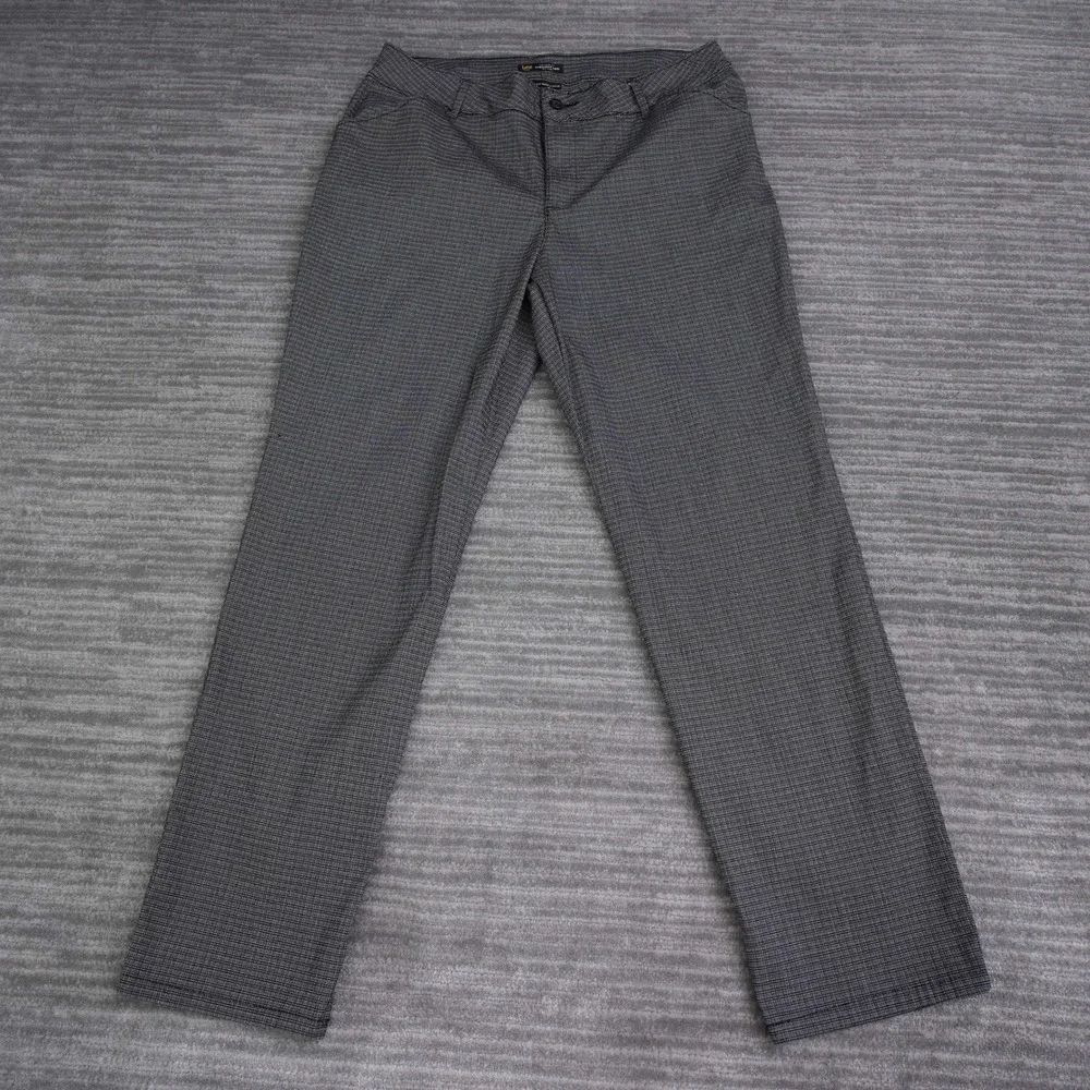 Lee Plus Relaxed Fit Straight Leg Mid Rise Pants‎ Black White Textured 18W